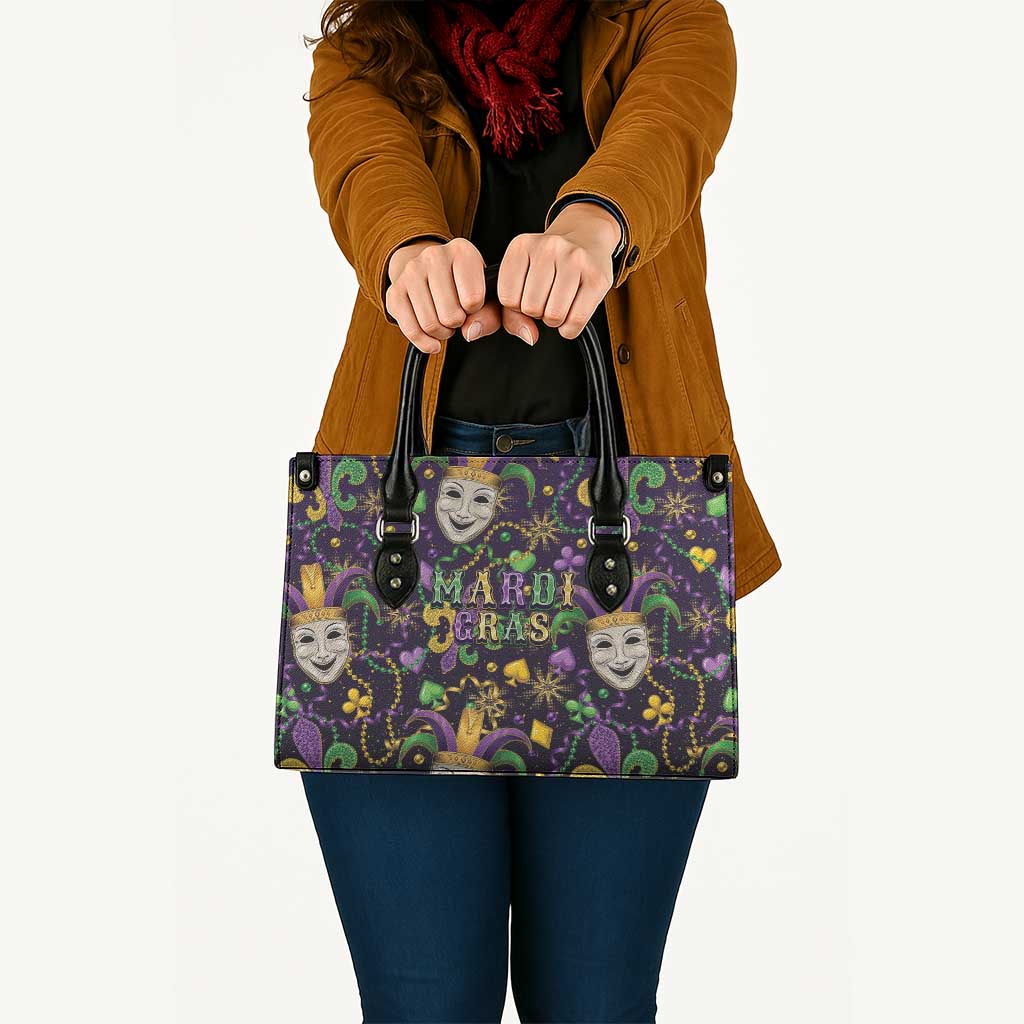 Mardi Gras Carnival Night Leather Bag Jester Mask Fantasy