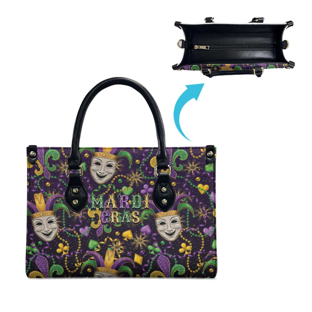 Mardi Gras Carnival Night Leather Bag Jester Mask Fantasy