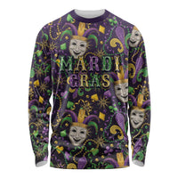 Mardi Gras Carnival Night Long Sleeve Shirt Jester Mask Fantasy