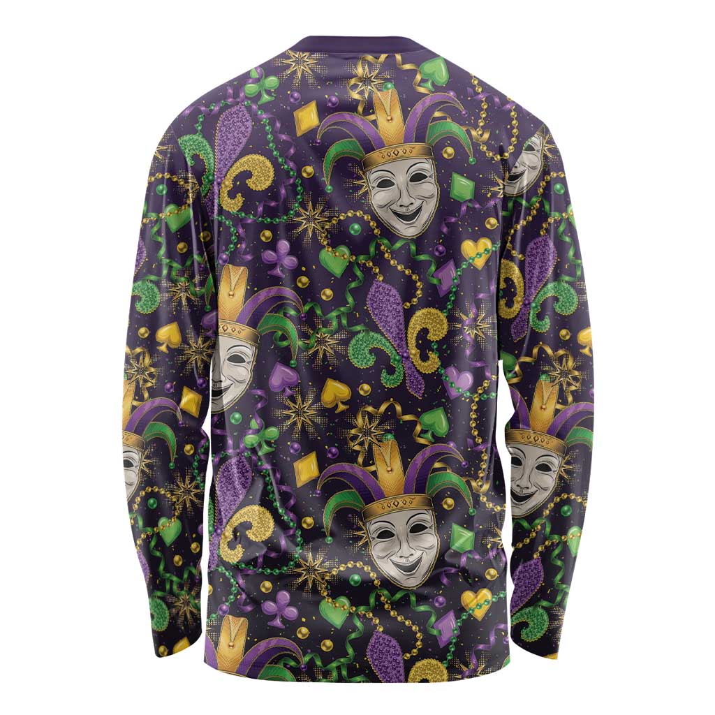 Mardi Gras Carnival Night Long Sleeve Shirt Jester Mask Fantasy