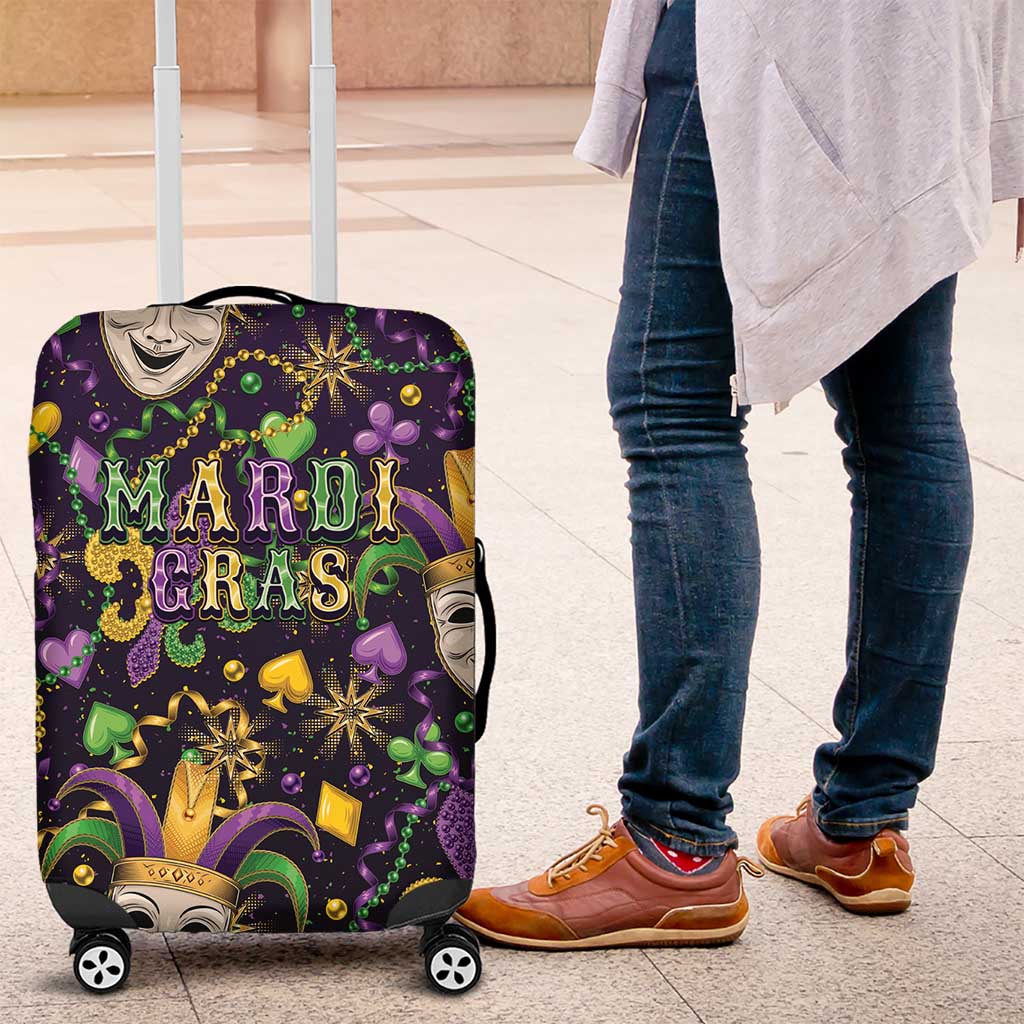 Mardi Gras Carnival Night Luggage Cover Jester Mask Fantasy