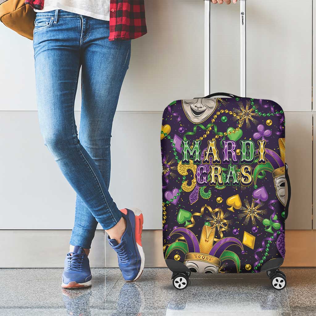 Mardi Gras Carnival Night Luggage Cover Jester Mask Fantasy
