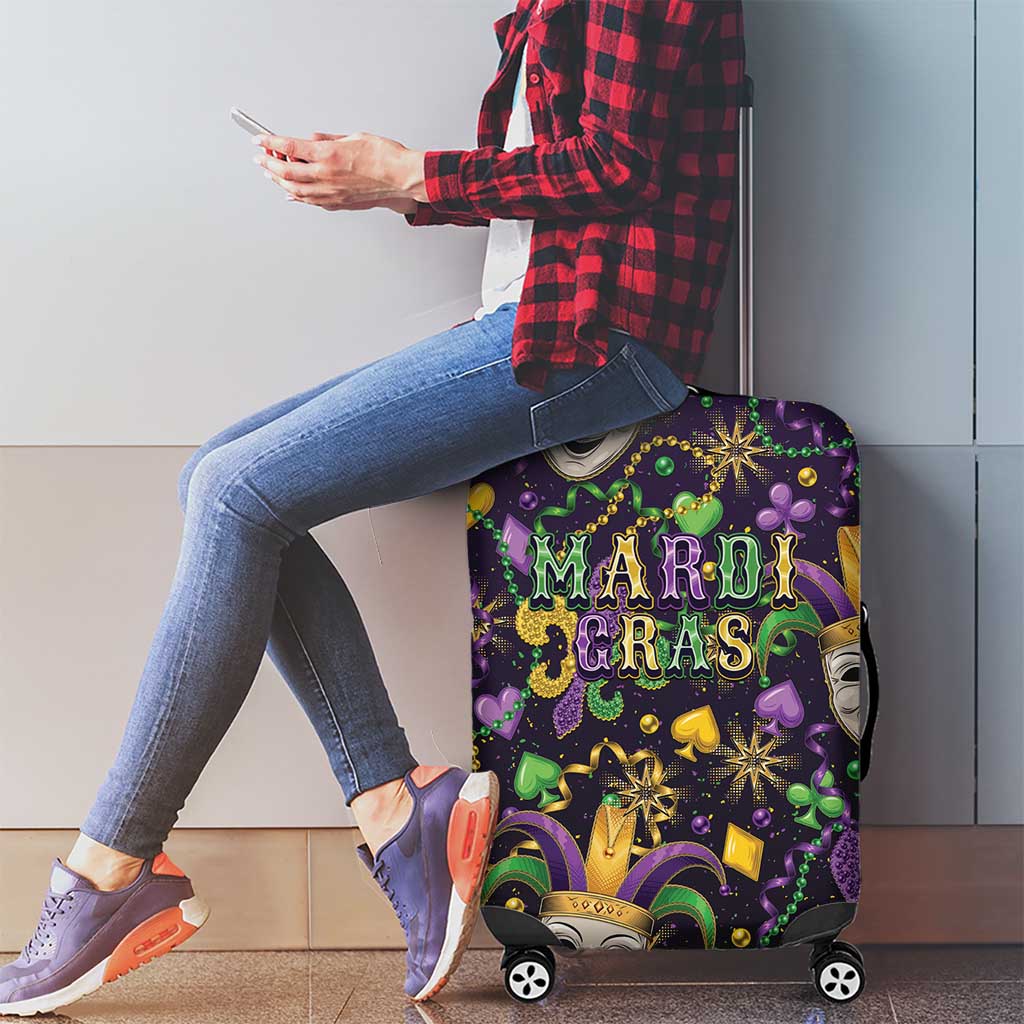 Mardi Gras Carnival Night Luggage Cover Jester Mask Fantasy