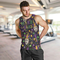 Mardi Gras Carnival Night Men Tank Top Jester Mask Fantasy