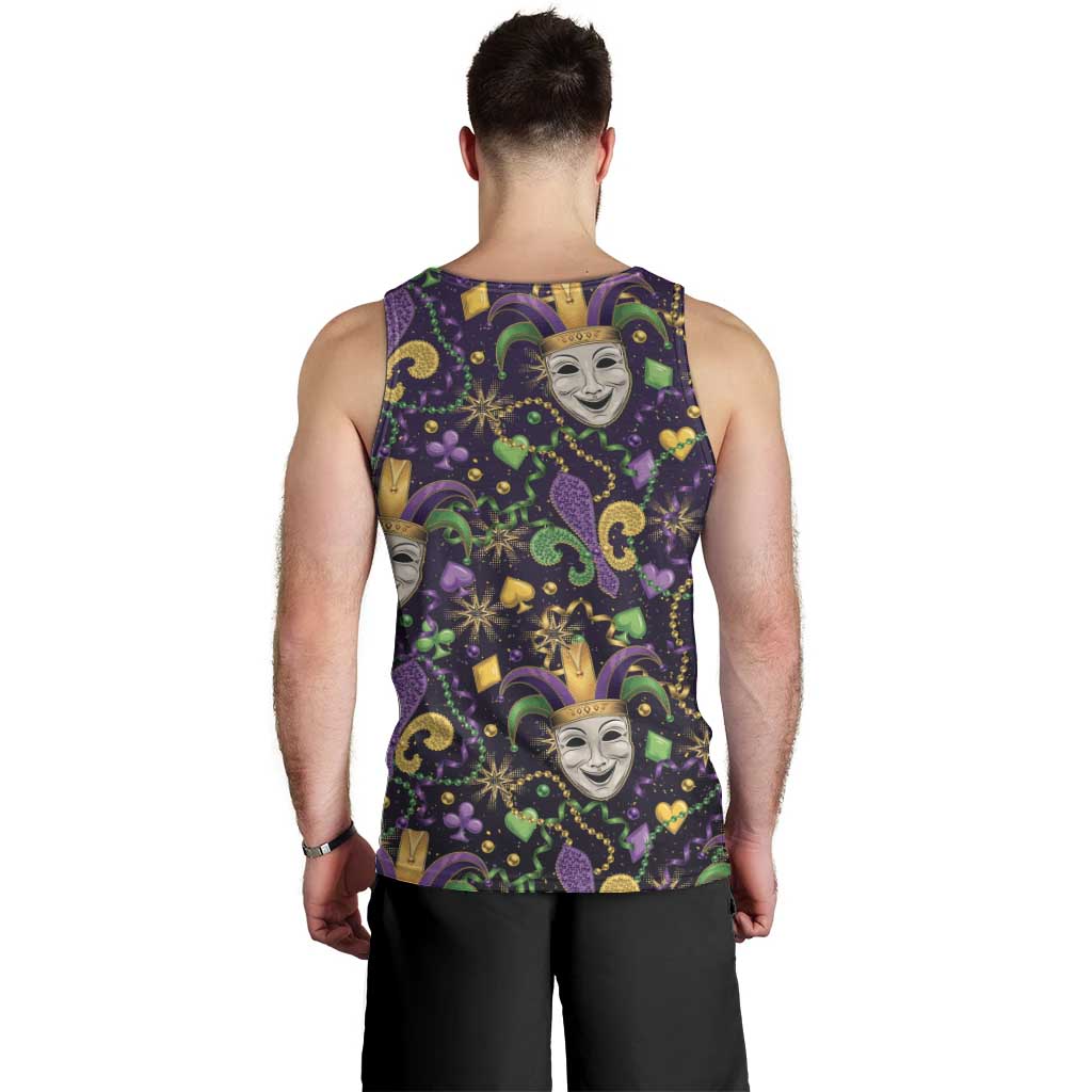 Mardi Gras Carnival Night Men Tank Top Jester Mask Fantasy