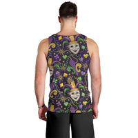 Mardi Gras Carnival Night Men Tank Top Jester Mask Fantasy