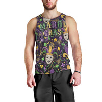 Mardi Gras Carnival Night Men Tank Top Jester Mask Fantasy