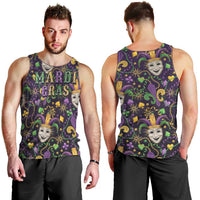 Mardi Gras Carnival Night Men Tank Top Jester Mask Fantasy