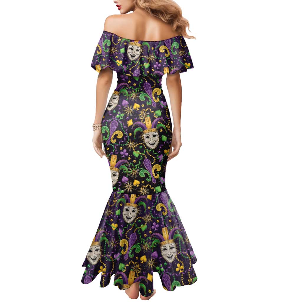 Mardi Gras Carnival Night Mermaid Dress Jester Mask Fantasy