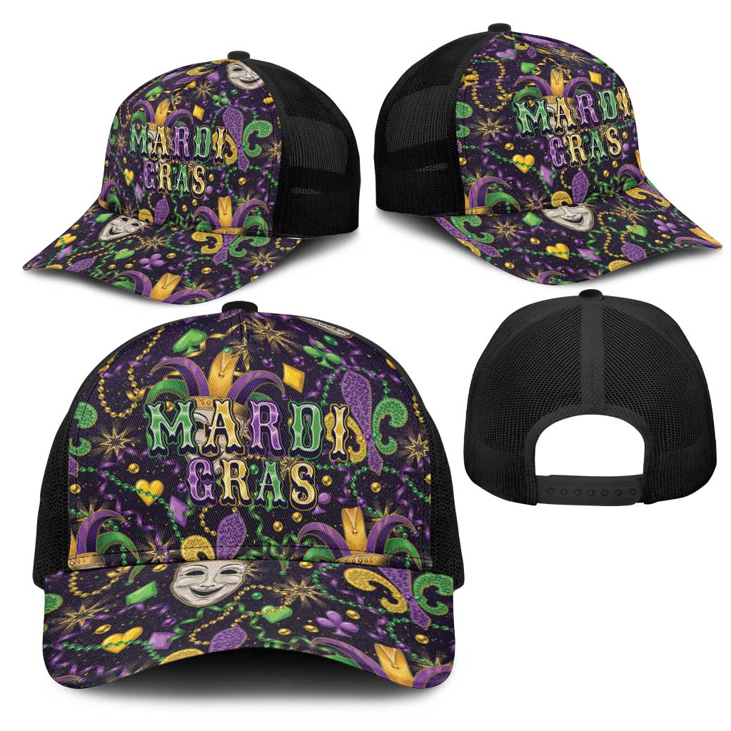 Mardi Gras Carnival Night Mesh Trucker Cap Jester Mask Fantasy