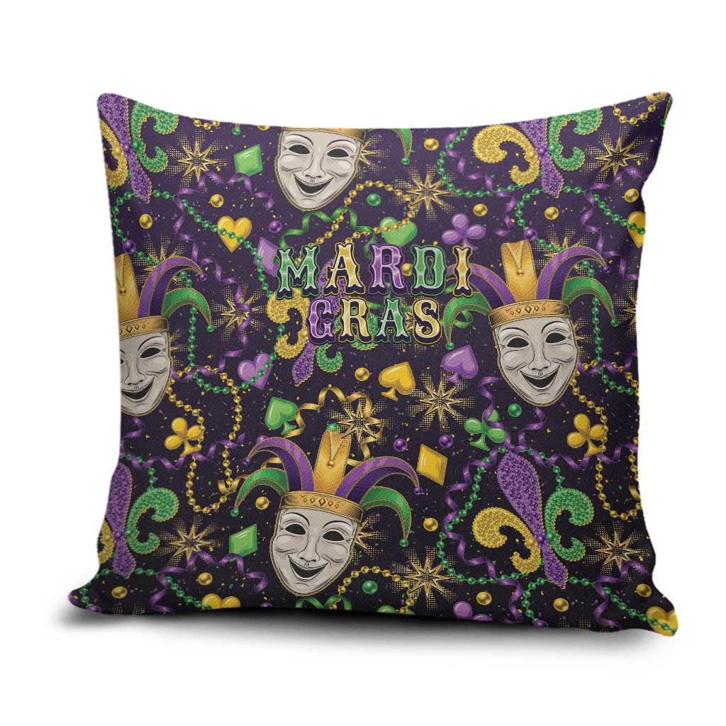 Mardi Gras Carnival Night Pillow Cover Jester Mask Fantasy
