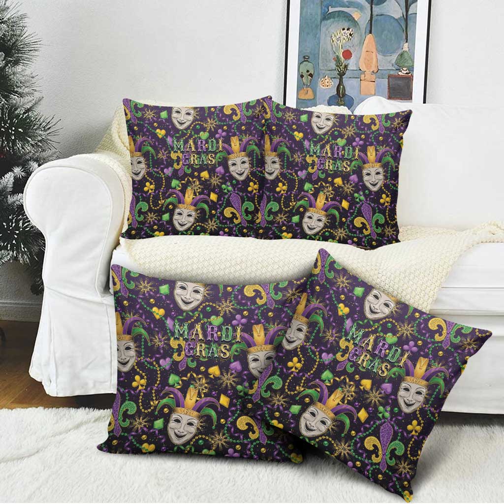 Mardi Gras Carnival Night Pillow Cover Jester Mask Fantasy