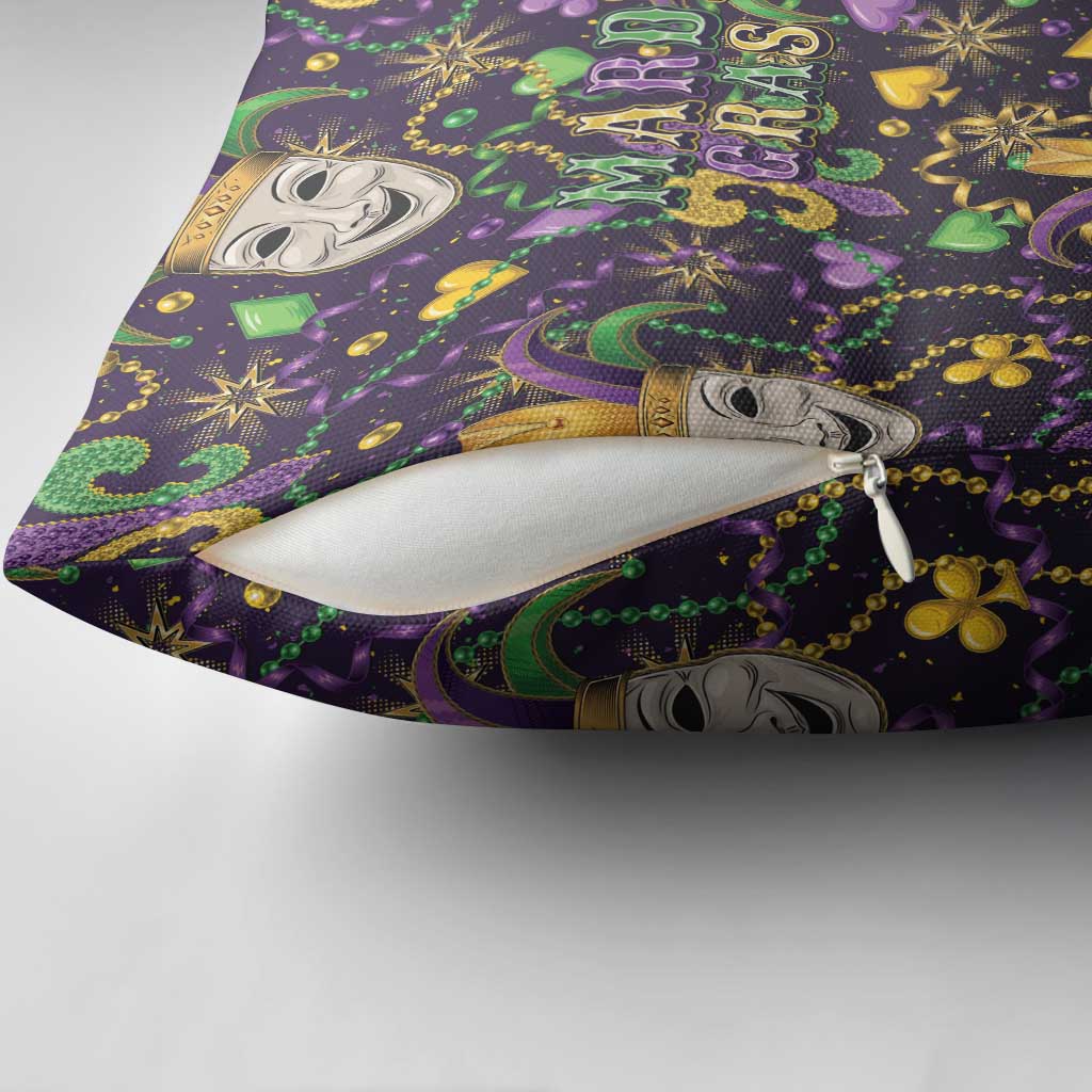 Mardi Gras Carnival Night Pillow Cover Jester Mask Fantasy