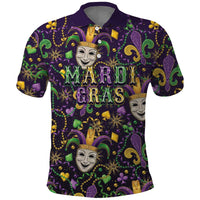 Mardi Gras Carnival Night Polo Shirt Jester Mask Fantasy
