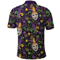 Mardi Gras Carnival Night Polo Shirt Jester Mask Fantasy