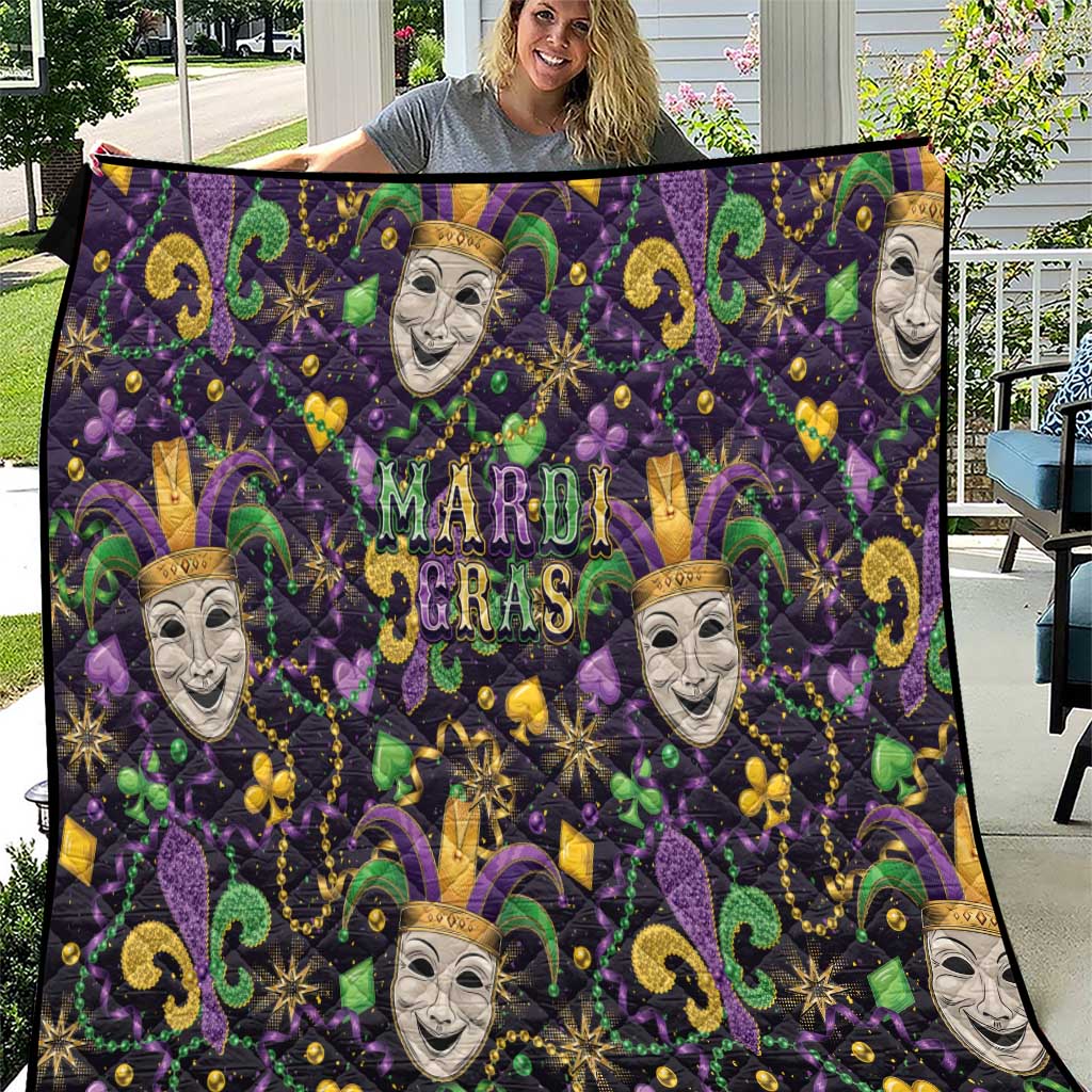 Mardi Gras Carnival Night Quilt Jester Mask Fantasy
