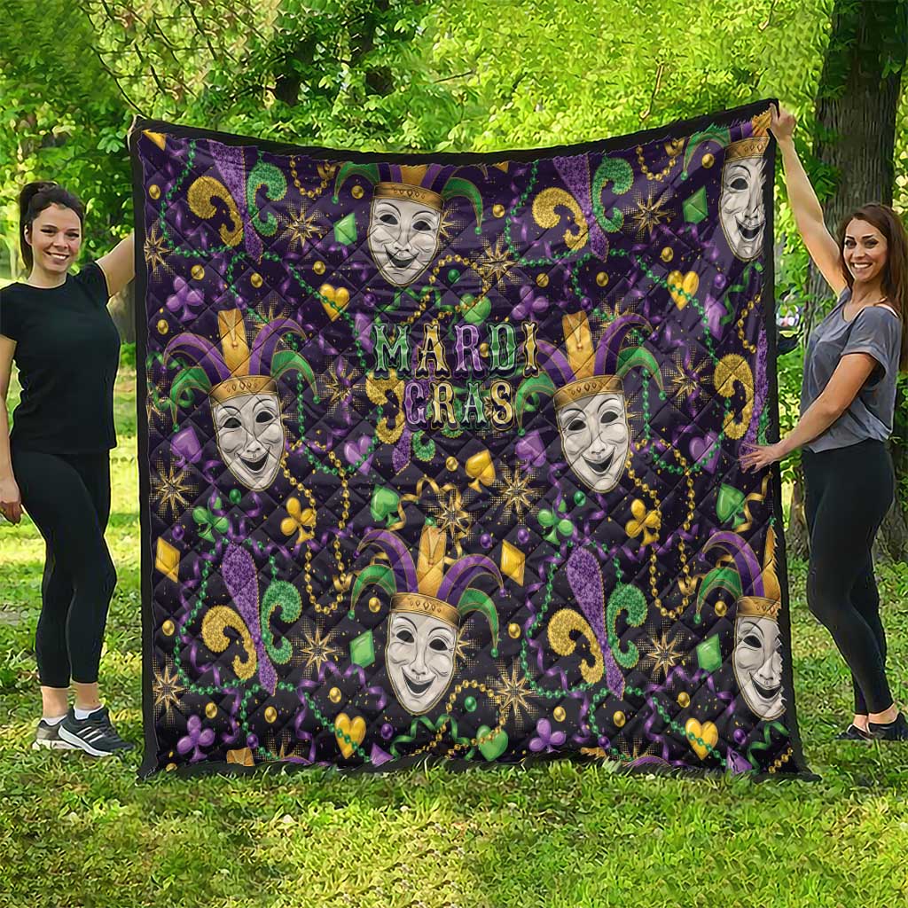 Mardi Gras Carnival Night Quilt Jester Mask Fantasy