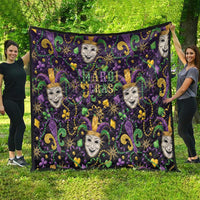 Mardi Gras Carnival Night Quilt Jester Mask Fantasy