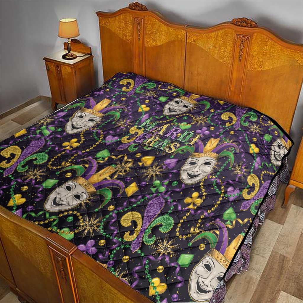 Mardi Gras Carnival Night Quilt Jester Mask Fantasy