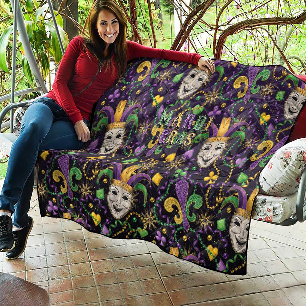 Mardi Gras Carnival Night Quilt Jester Mask Fantasy