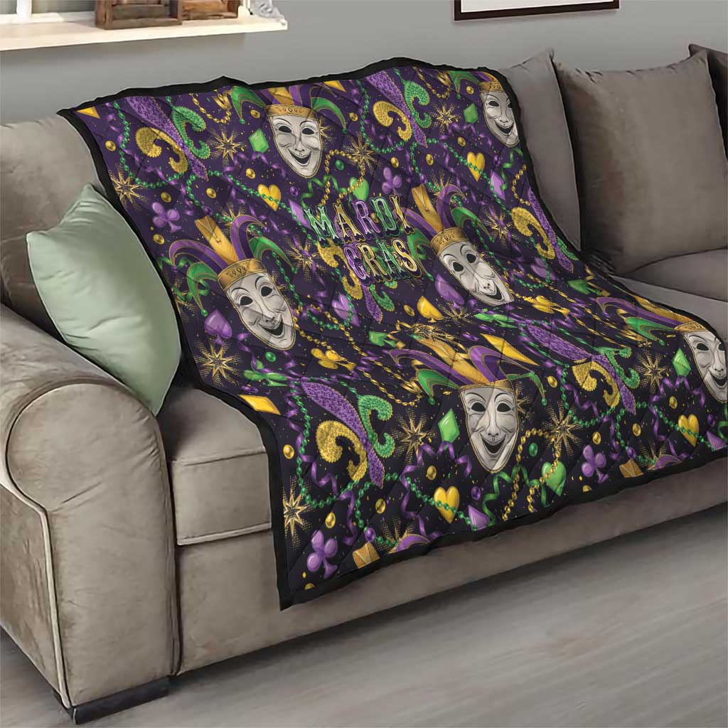 Mardi Gras Carnival Night Quilt Jester Mask Fantasy