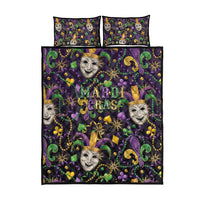 Mardi Gras Carnival Night Quilt Bed Set Jester Mask Fantasy