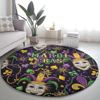 Mardi Gras Carnival Night Round Carpet Jester Mask Fantasy