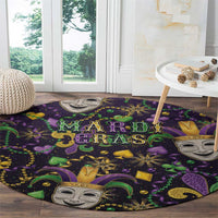 Mardi Gras Carnival Night Round Carpet Jester Mask Fantasy