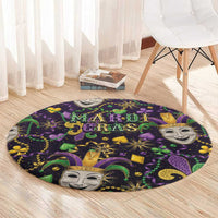 Mardi Gras Carnival Night Round Carpet Jester Mask Fantasy