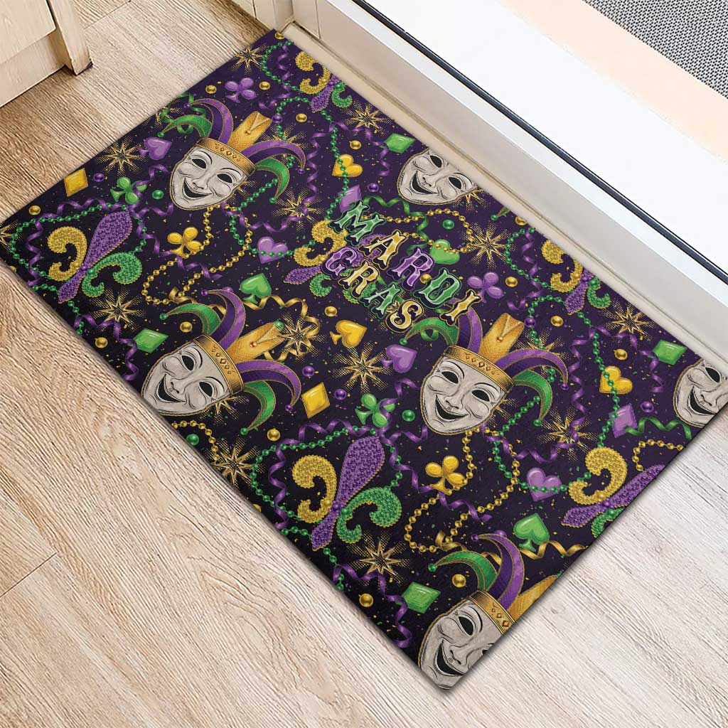 Mardi Gras Carnival Night Rubber Doormat Jester Mask Fantasy