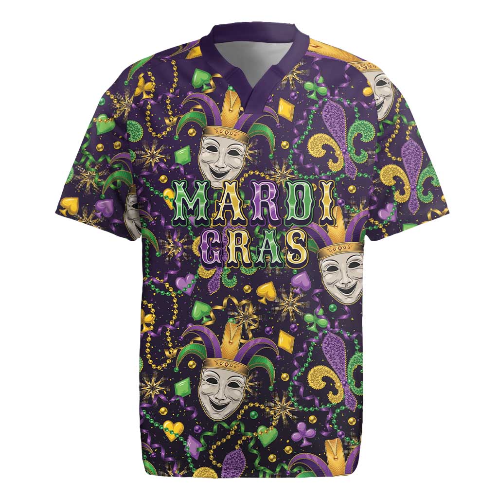 Mardi Gras Carnival Night Rugby Jersey Jester Mask Fantasy