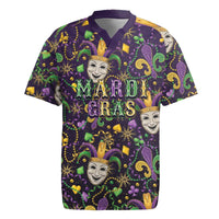 Mardi Gras Carnival Night Rugby Jersey Jester Mask Fantasy