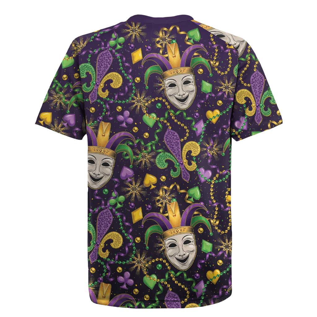 Mardi Gras Carnival Night Rugby Jersey Jester Mask Fantasy
