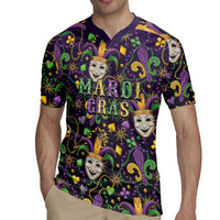 Mardi Gras Carnival Night Rugby Jersey Jester Mask Fantasy