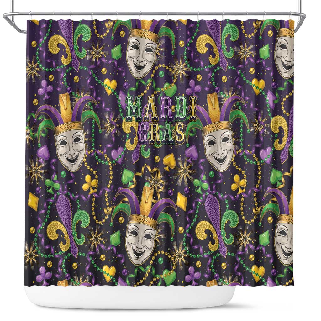 Mardi Gras Carnival Night Shower Curtain Jester Mask Fantasy