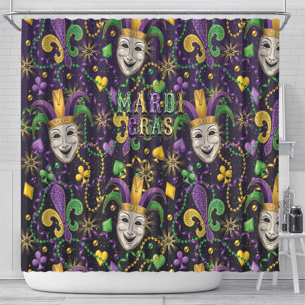 Mardi Gras Carnival Night Shower Curtain Jester Mask Fantasy