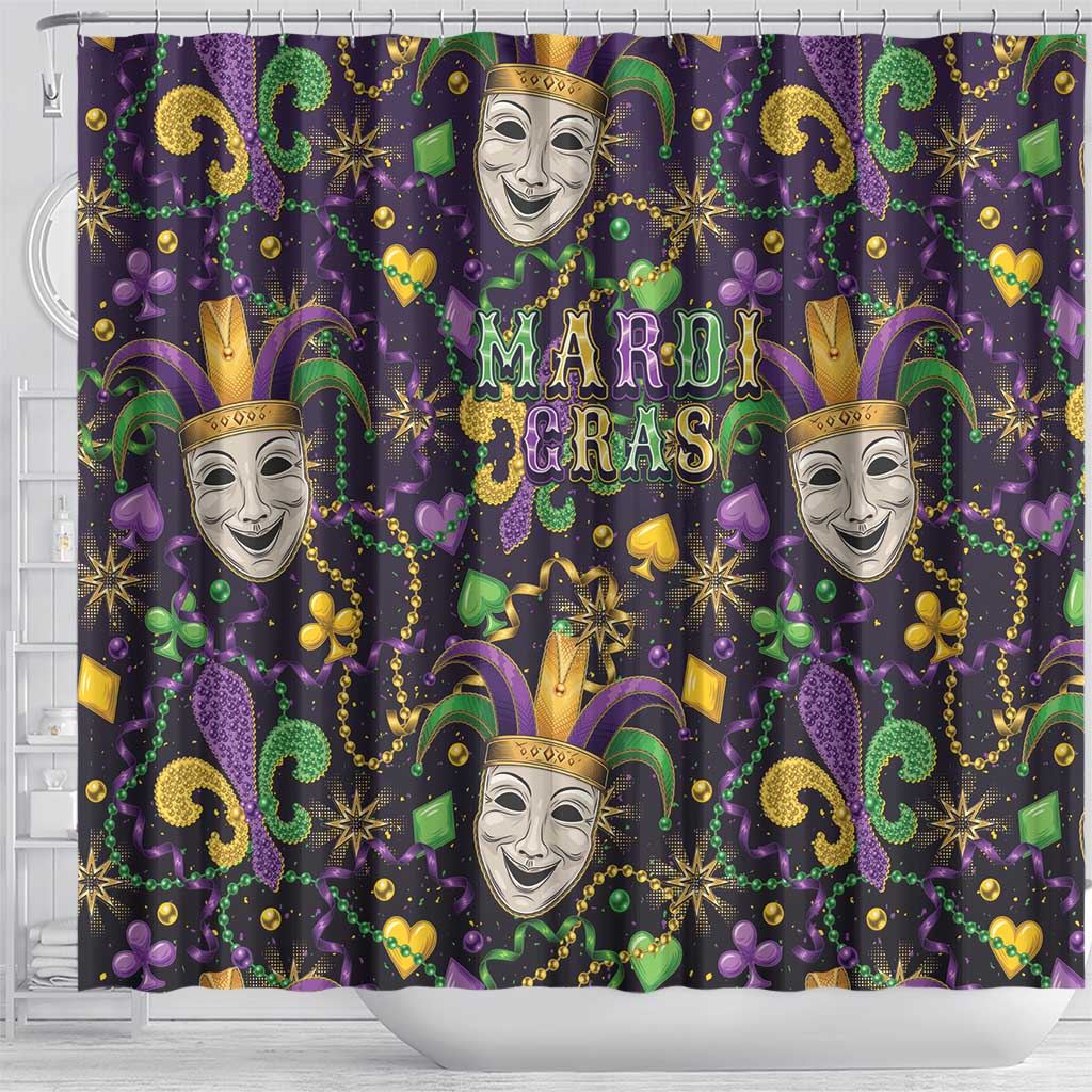 Mardi Gras Carnival Night Shower Curtain Jester Mask Fantasy