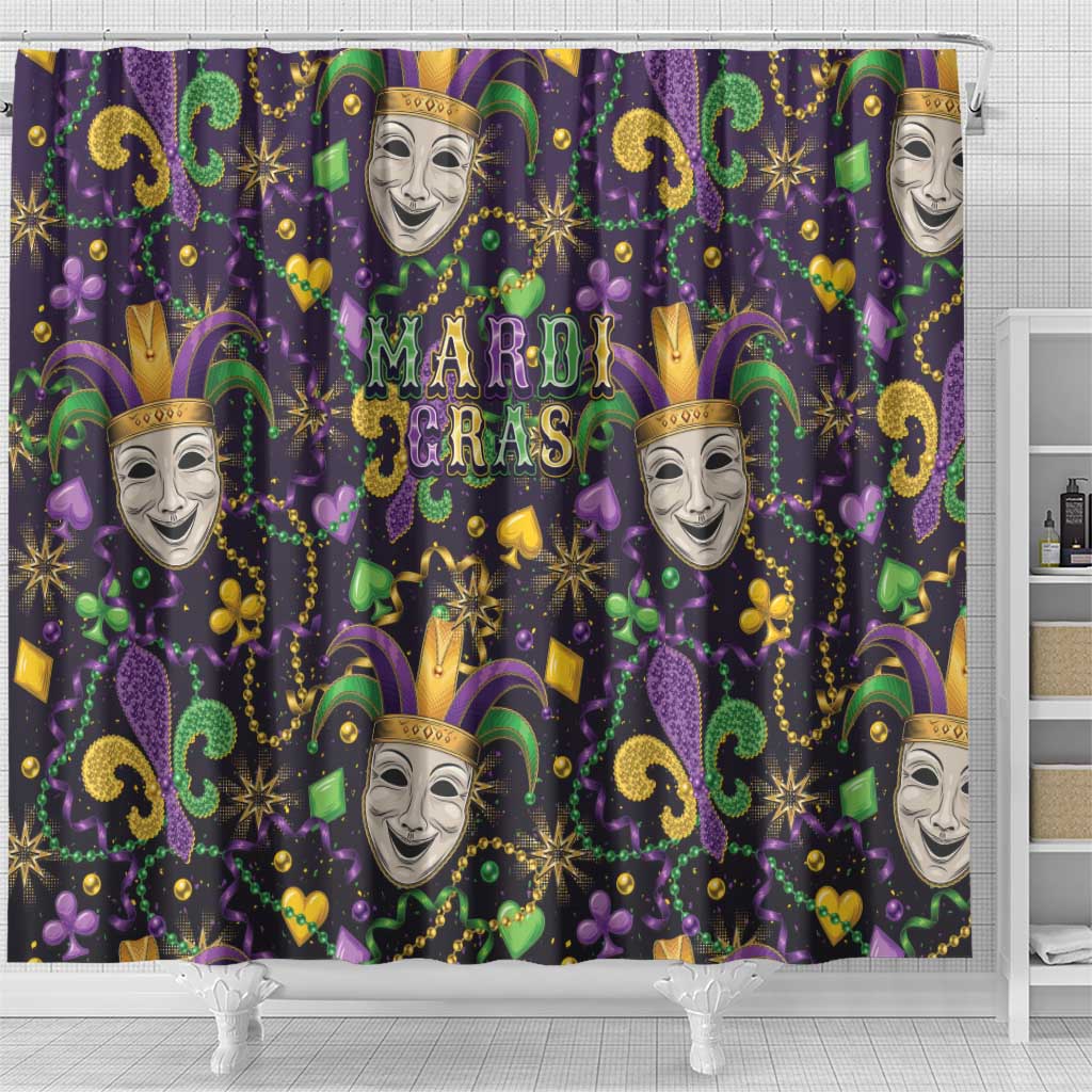 Mardi Gras Carnival Night Shower Curtain Jester Mask Fantasy