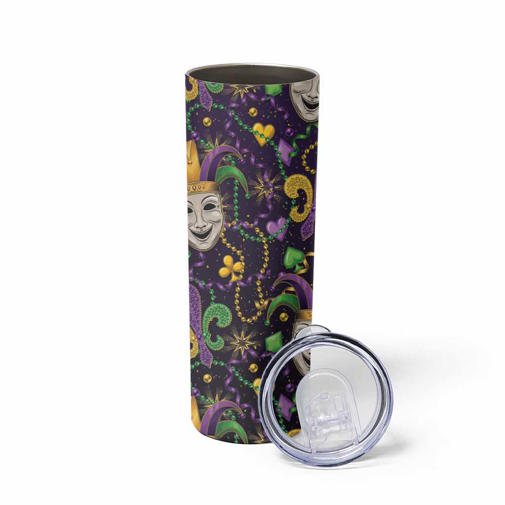 Mardi Gras Carnival Night Skinny Tumbler Jester Mask Fantasy
