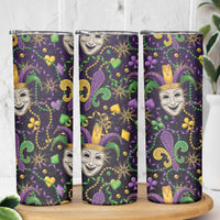 Mardi Gras Carnival Night Skinny Tumbler Jester Mask Fantasy