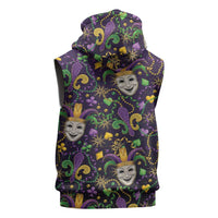 Mardi Gras Carnival Night Sleeveless Hoodie Jester Mask Fantasy