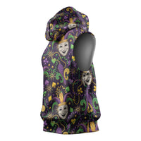 Mardi Gras Carnival Night Sleeveless Hoodie Jester Mask Fantasy