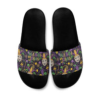 Mardi Gras Carnival Night Slide Sandals Jester Mask Fantasy