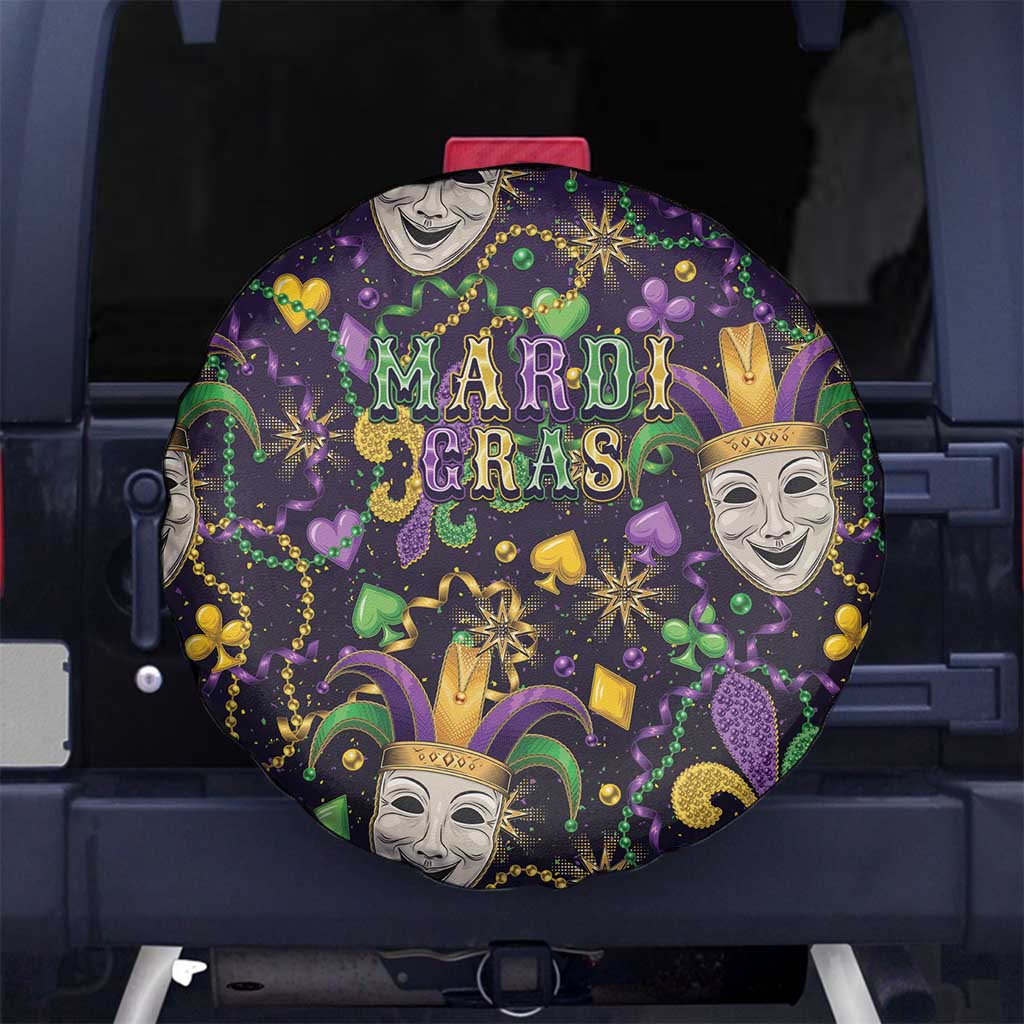 Mardi Gras Carnival Night Spare Tire Cover Jester Mask Fantasy