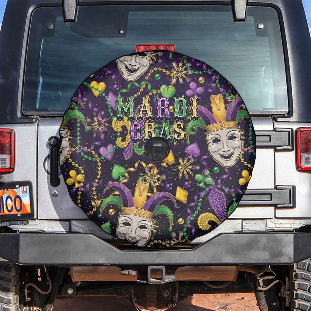 Mardi Gras Carnival Night Spare Tire Cover Jester Mask Fantasy