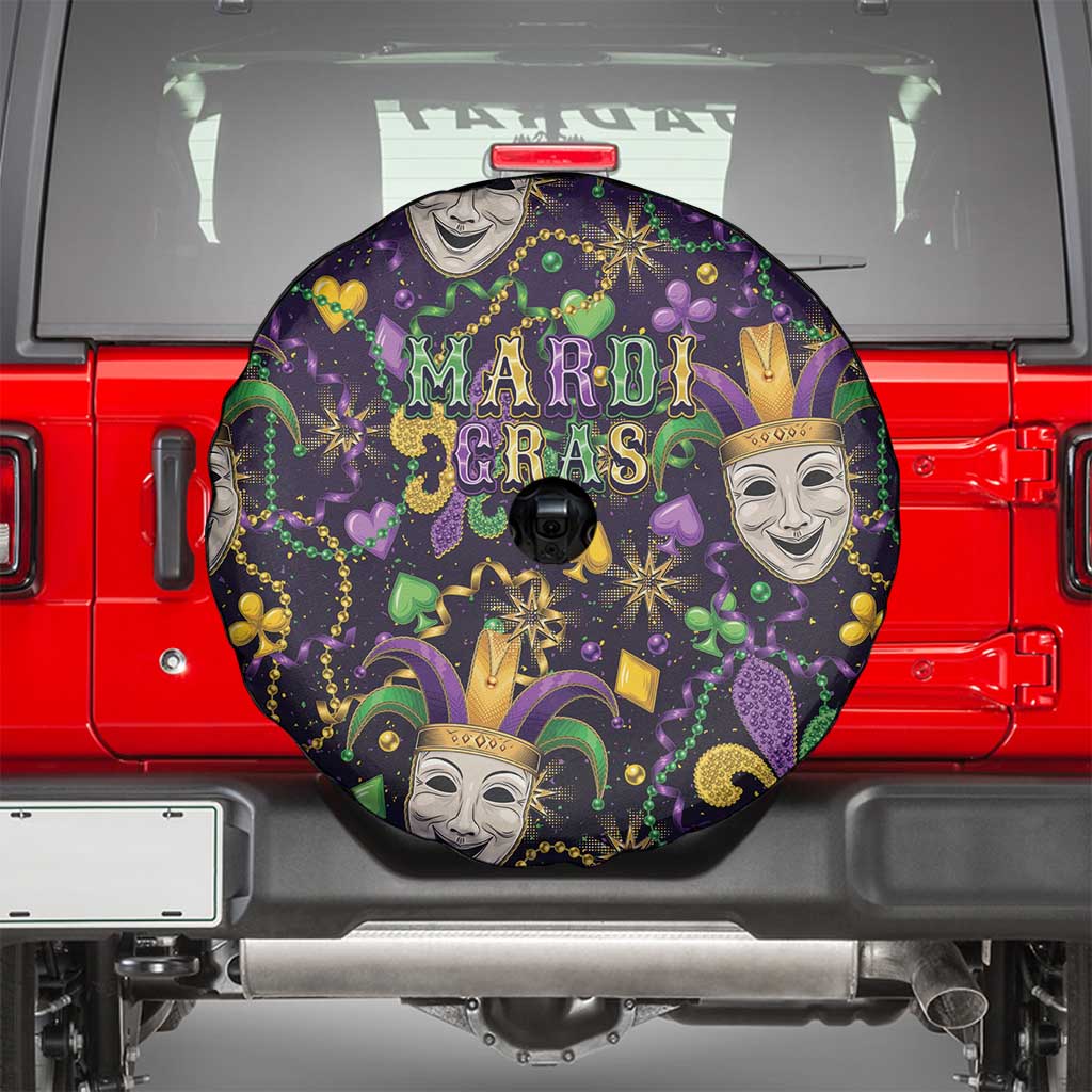 Mardi Gras Carnival Night Spare Tire Cover Jester Mask Fantasy