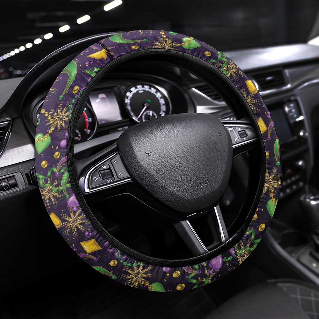 Mardi Gras Carnival Night Steering Wheel Cover Jester Mask Fantasy