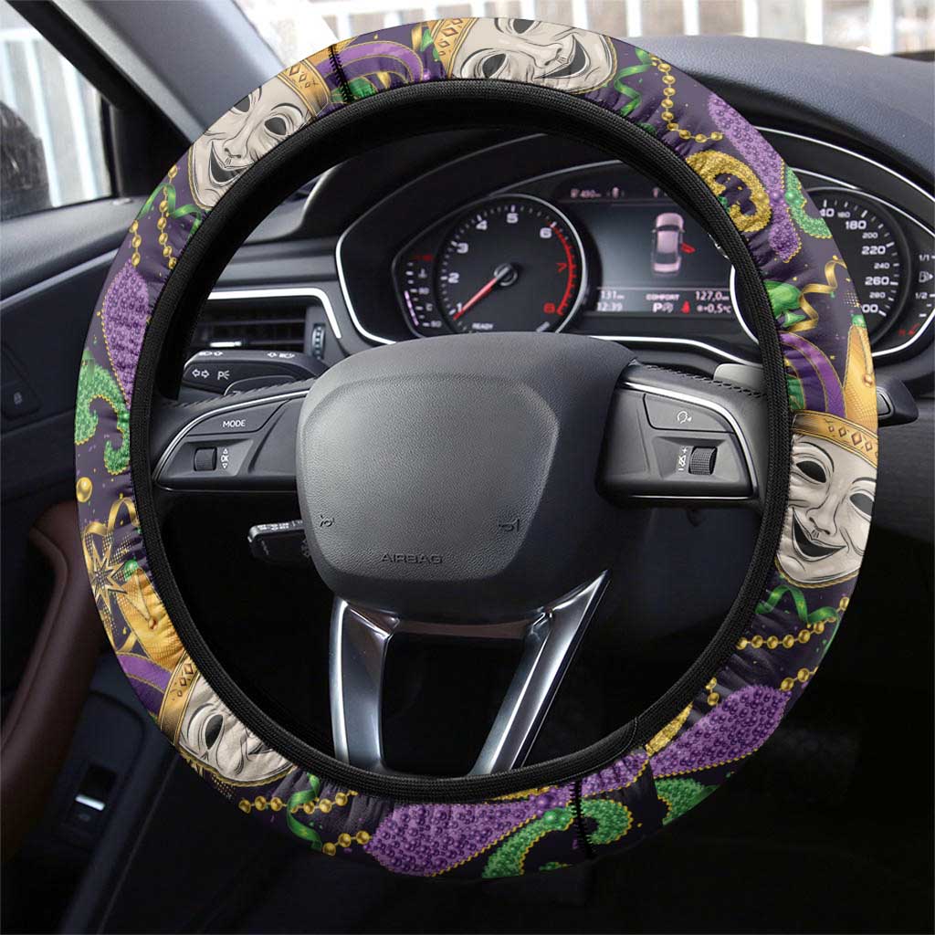 Mardi Gras Carnival Night Steering Wheel Cover Jester Mask Fantasy
