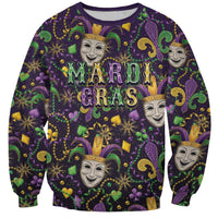 Mardi Gras Carnival Night Sweatshirt Jester Mask Fantasy