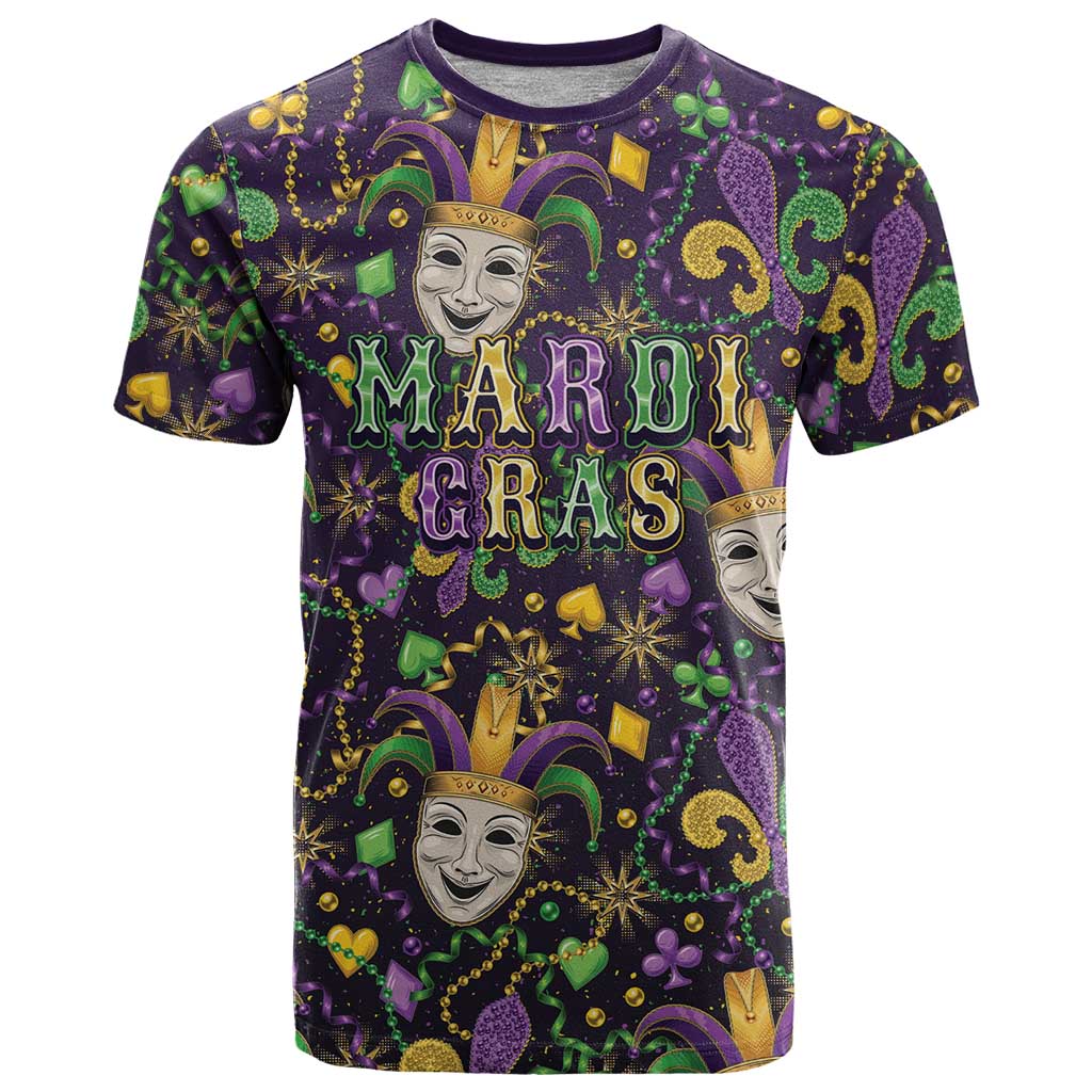 Mardi Gras Carnival Night T Shirt Jester Mask Fantasy